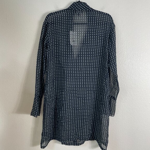 NEW Theory Womens 8 Scarf Dress 100% Silk Deep Navy Multi Square Print Chiffon - Picture 11 of 12